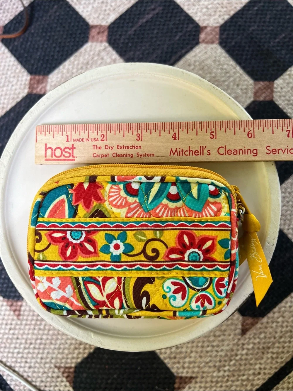 NWOT * Vera Bradley Quilted Yellow Paisley Coin Purse / ID Case Wallet